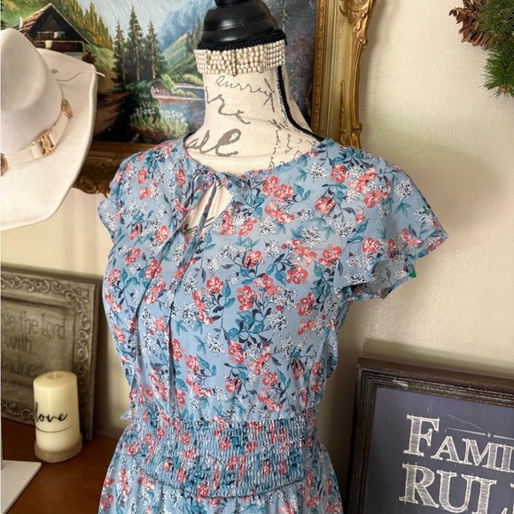 Gypsies & Moondust Blue Ruffled Smocked Sundress - Picture 8 of 9